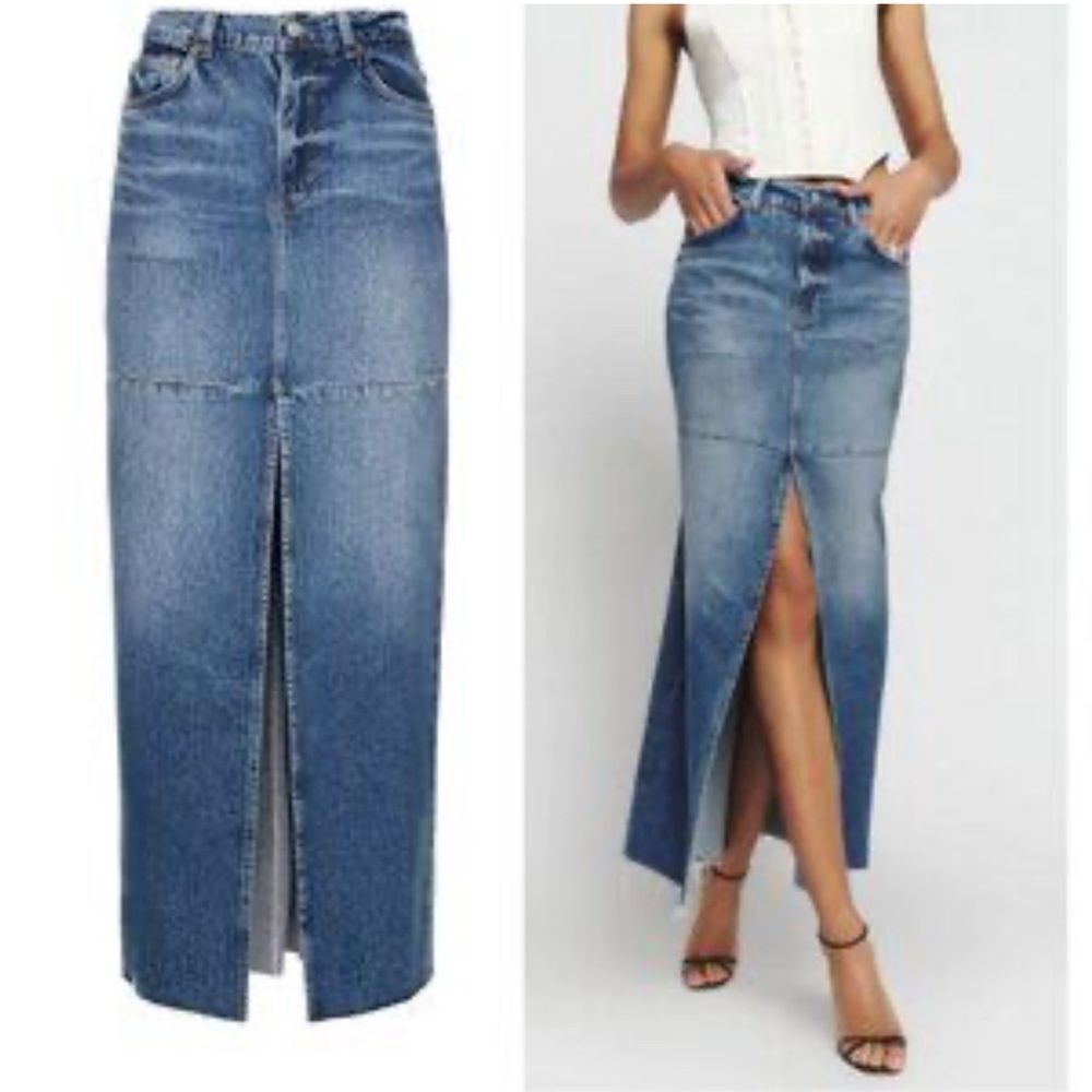 Reformation Tazz Maxi Denim Skirt Hemlock $188 NWT